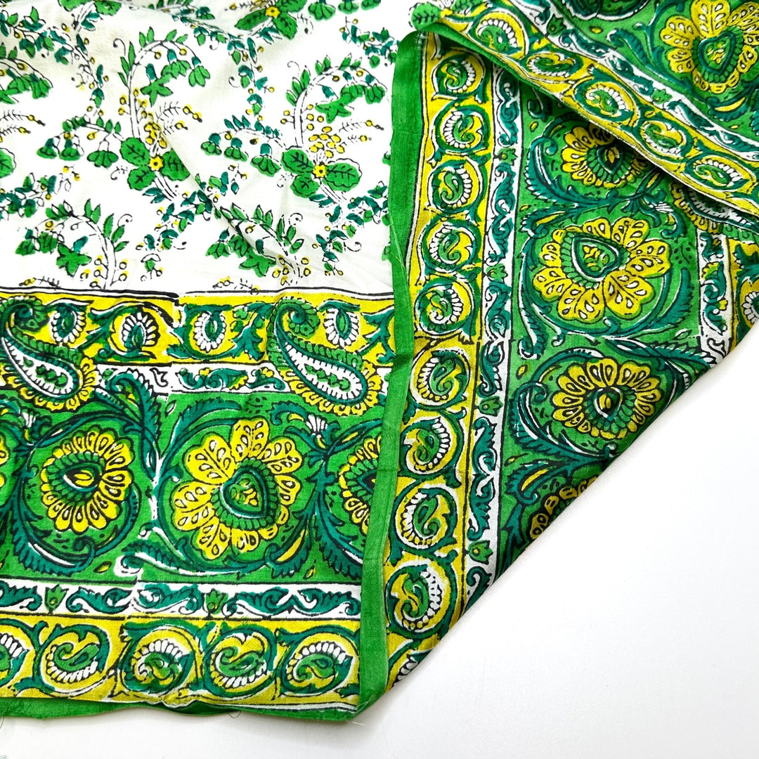 Turning Over A New Leaf - Satin Silk Blend Woven - Green Multi Floral - 4.5M Bundle - True Deadstock fabric Fabric by private - Sustainable Textile | FABCYCLE