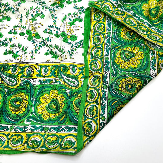 Turning Over A New Leaf - Satin Silk Blend Woven - Green Multi Floral - 4.5M Bundle - True Deadstock fabric Fabric by private - Sustainable Textile | FABCYCLE