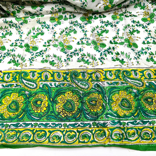Turning Over A New Leaf - Satin Silk Blend Woven - Green Multi Floral - 4.5M Bundle - True Deadstock fabric Fabric by private - Sustainable Textile | FABCYCLE