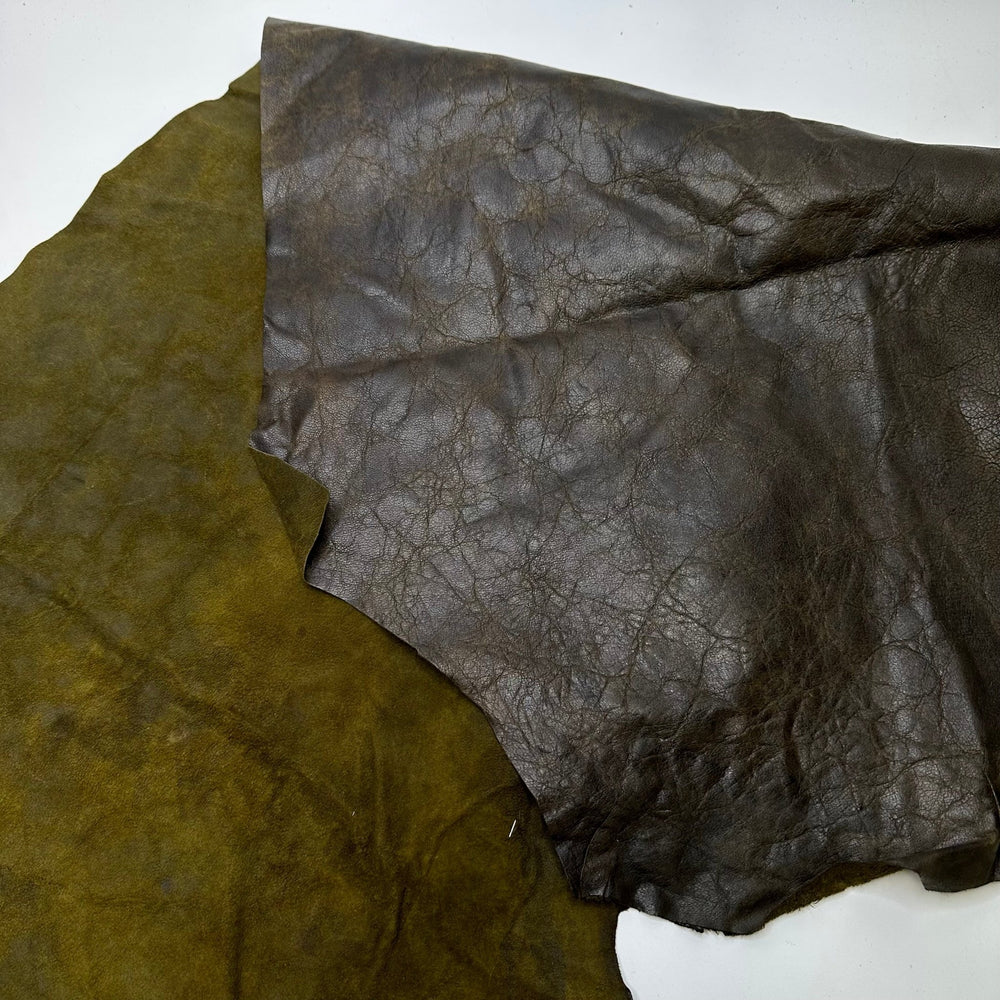 Turtle Turtle - Crinkle Leather Woven - Dark Green - 0.6M Bundle - True Deadstock fabric Fabric by private - Sustainable Textile | FABCYCLE