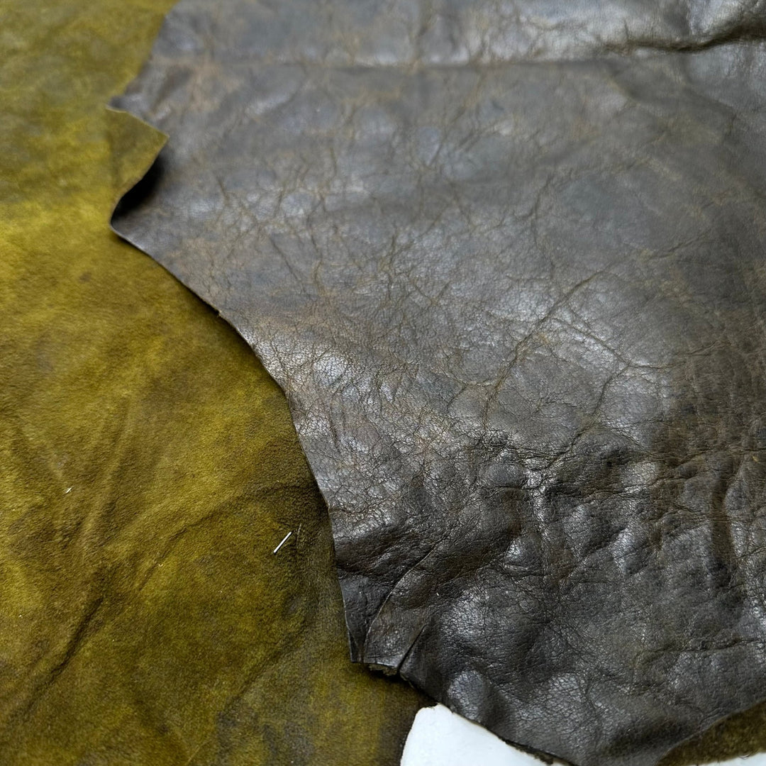 Turtle Turtle - Crinkle Leather Woven - Dark Green - 0.6M Bundle - True Deadstock fabric Fabric by private - Sustainable Textile | FABCYCLE