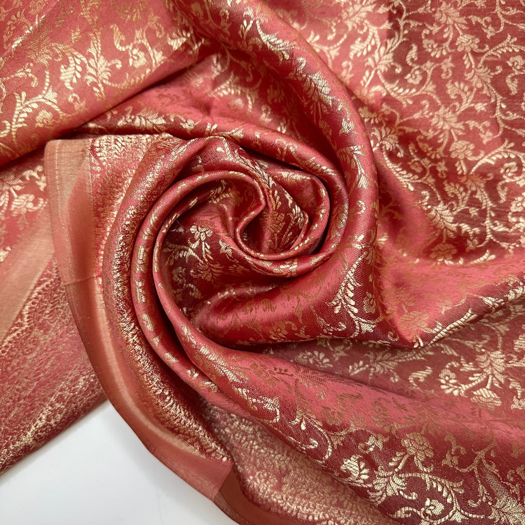Twinning In Beginnings - Jacquard Satin Poly Woven - Red/Gold Paisley - 0.7M Bundle - True Deadstock fabric Fabric by private - Sustainable Textile | FABCYCLE