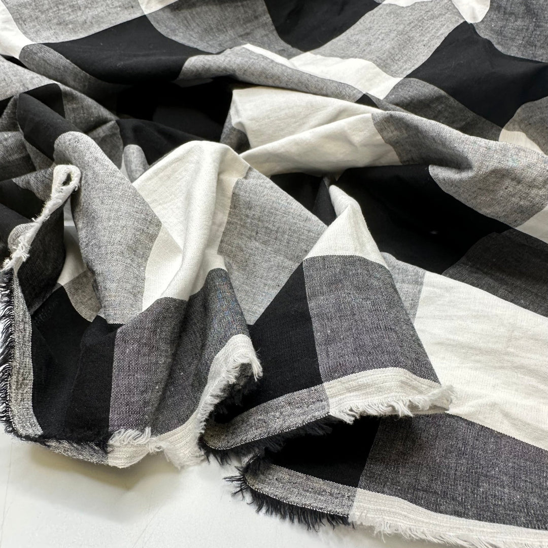 UB - 1920 Cdn Logger - Cotton Blend Woven - Black/White Plaid - 2.65M Bundle - True Deadstock fabric Fabric by private - Sustainable Textile | FABCYCLE
