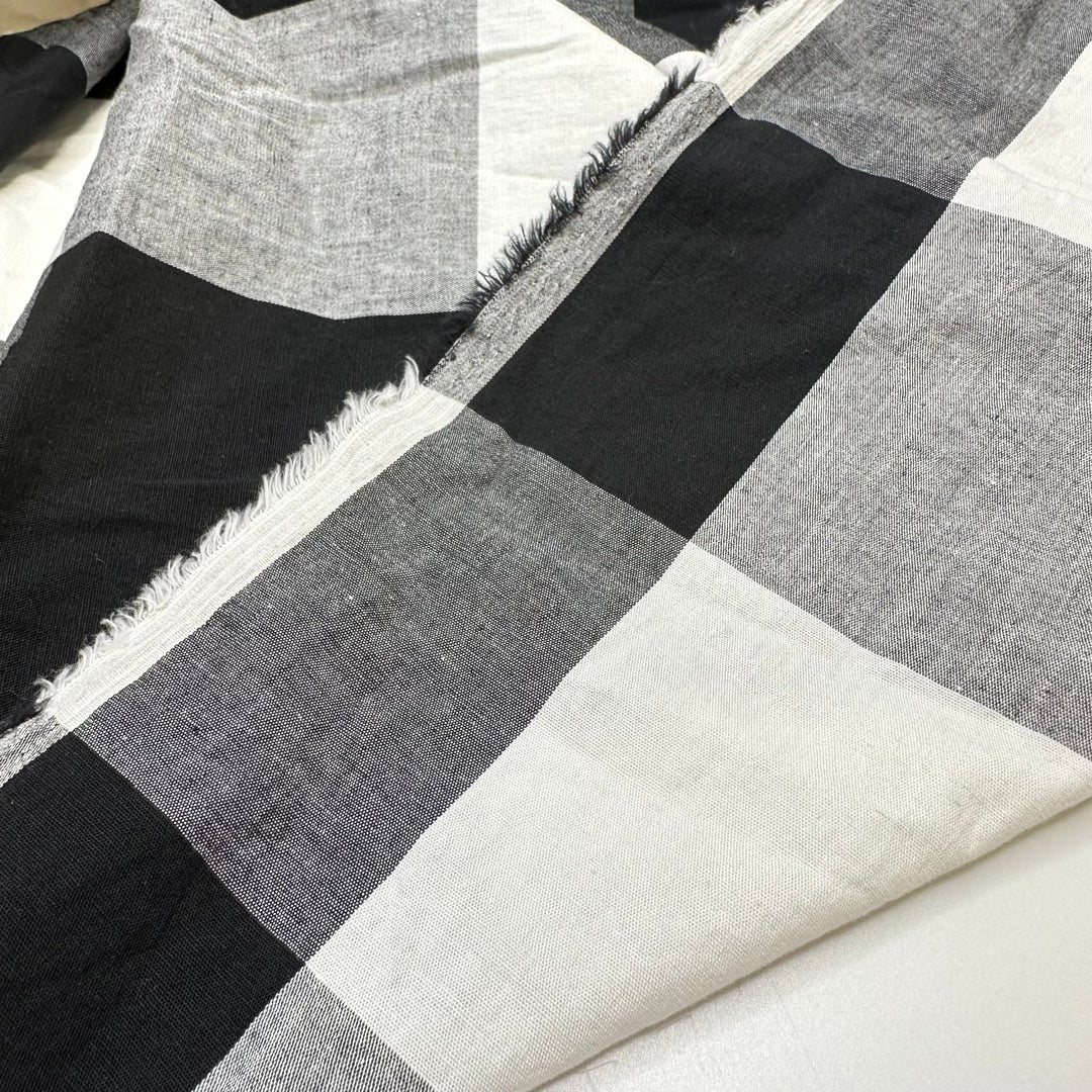 UB - 1920 Cdn Logger - Cotton Blend Woven - Black/White Plaid - 2.65M Bundle - True Deadstock fabric Fabric by private - Sustainable Textile | FABCYCLE