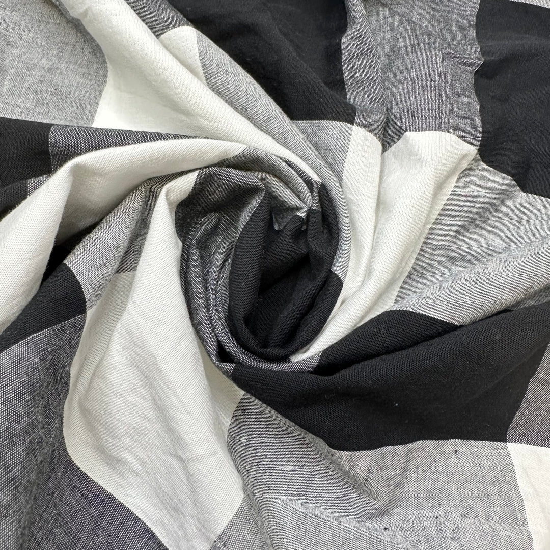UB - 1920 Cdn Logger - Cotton Blend Woven - Black/White Plaid - 2.65M Bundle - True Deadstock fabric Fabric by private - Sustainable Textile | FABCYCLE