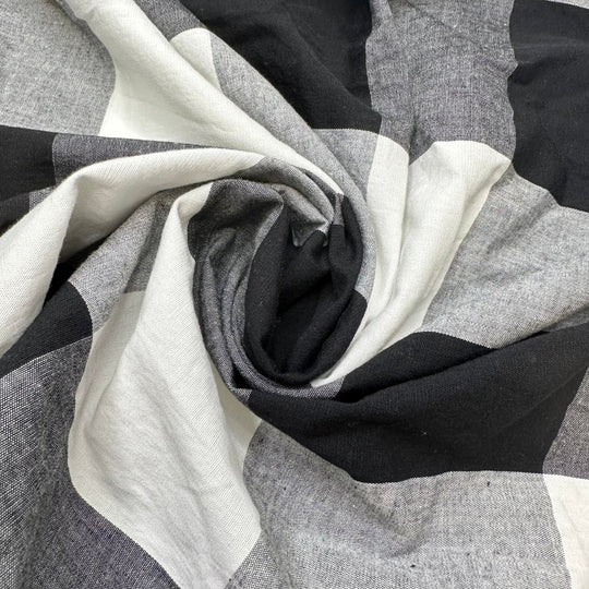 UB - 1920 Cdn Logger - Cotton Blend Woven - Black/White Plaid - 2.65M Bundle - True Deadstock fabric Fabric by private - Sustainable Textile | FABCYCLE