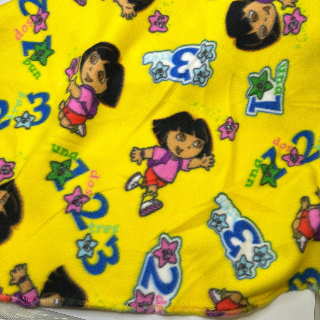 UB - A - Dora - Ble - Fleece Poly Knit - Yellow Multi Dora The Explorer - 1.5M Bundle - True Deadstock fabric Fabric by private - Sustainable Textile | FABCYCLE