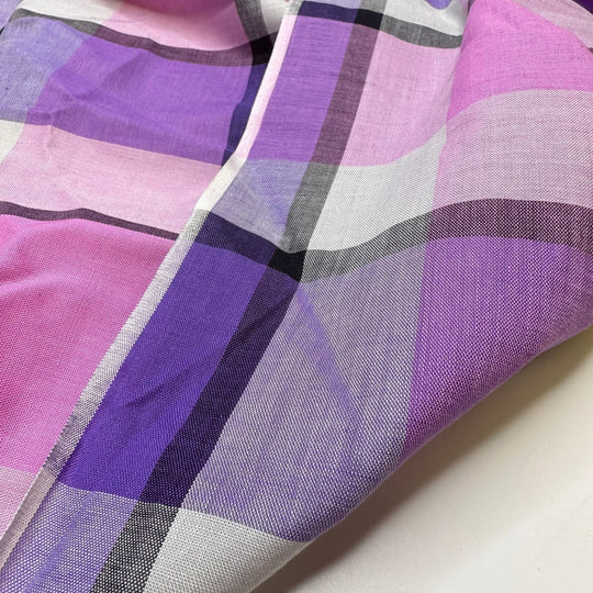UB - Amethyst Vibrations - Poplin Cotton Woven - Purple/Pink Plaid - 1.15M Bundle - True Deadstock fabric Fabric by private - Sustainable Textile | FABCYCLE