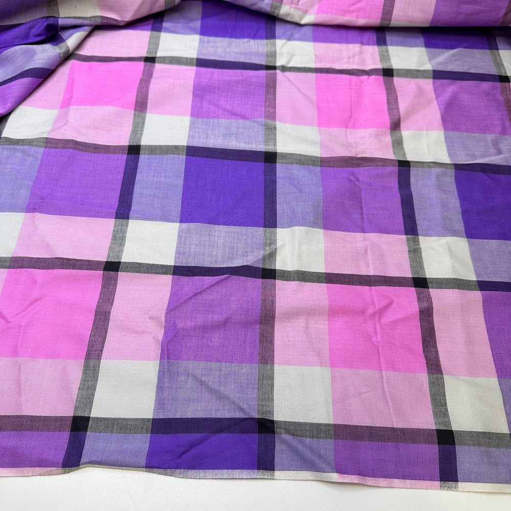 UB - Amethyst Vibrations - Poplin Cotton Woven - Purple/Pink Plaid - 1.15M Bundle - True Deadstock fabric Fabric by private - Sustainable Textile | FABCYCLE