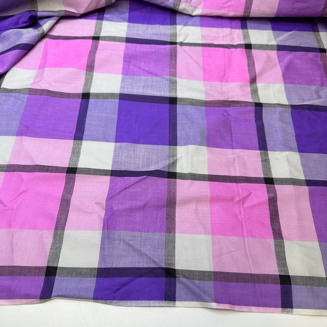 UB - Amethyst Vibrations - Poplin Cotton Woven - Purple/Pink Plaid - 1.15M Bundle - True Deadstock fabric Fabric by private - Sustainable Textile | FABCYCLE