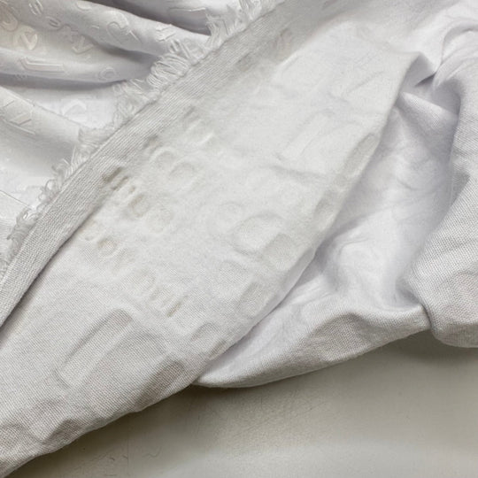 UB - Angel Babe Hottie - Pu Words Pressed On Denim Cotton/PU Woven - White Words - 1.95M Bundle - True Deadstock fabric Fabric by private - Sustainable Textile | FABCYCLE