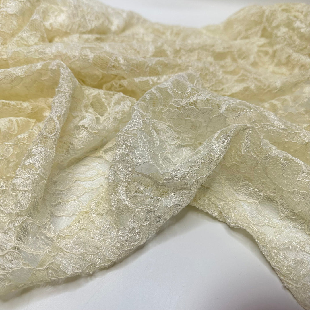 UB - Be My Baby - Lace Poly Knit - Cream Floral - 1.75M Bundle - True Deadstock fabric Fabric by private - Sustainable Textile | FABCYCLE
