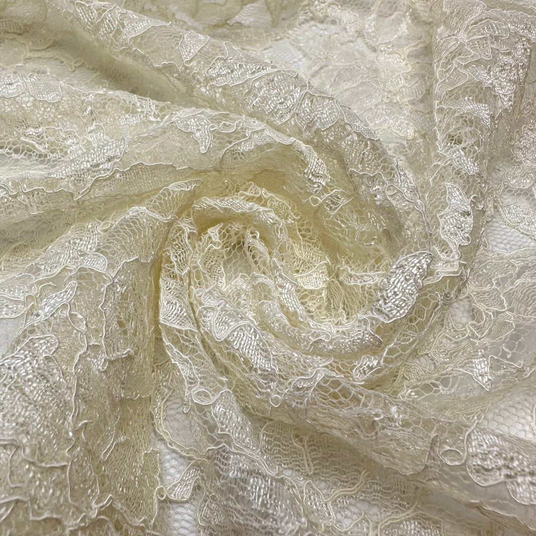 UB - Be My Baby - Lace Poly Knit - Cream Floral - 1.75M Bundle - True Deadstock fabric Fabric by private - Sustainable Textile | FABCYCLE