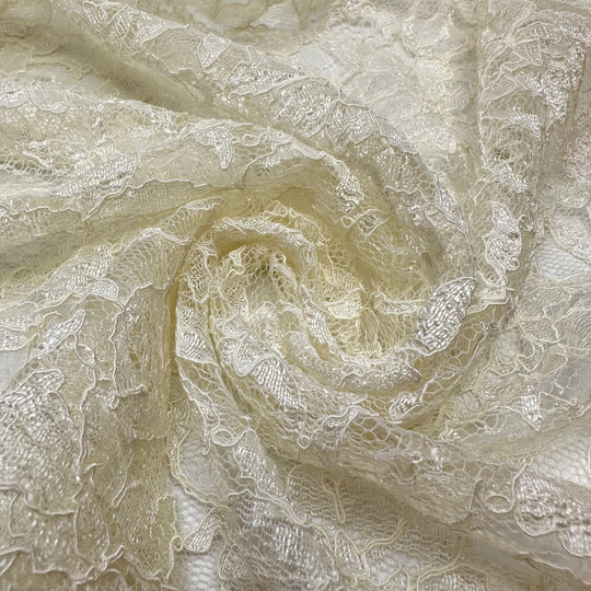UB - Be My Baby - Lace Poly Knit - Cream Floral - 1.75M Bundle - True Deadstock fabric Fabric by private - Sustainable Textile | FABCYCLE