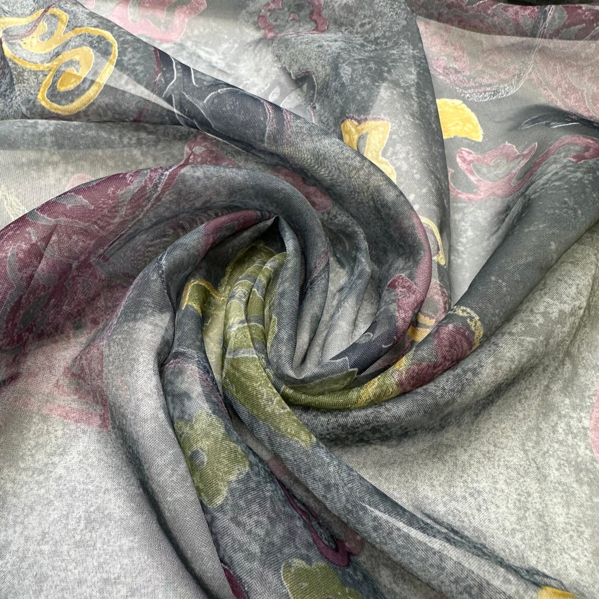 UB - Behind The Curtain - Organza Poly Woven - Dark Grey Multi Geometric - 1.6M Bundle - True Deadstock fabric Fabric by private - Sustainable Textile | FABCYCLE