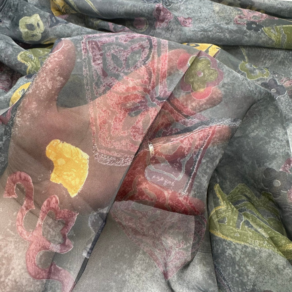 UB - Behind The Curtain - Organza Poly Woven - Dark Grey Multi Geometric - 1.6M Bundle - True Deadstock fabric Fabric by private - Sustainable Textile | FABCYCLE