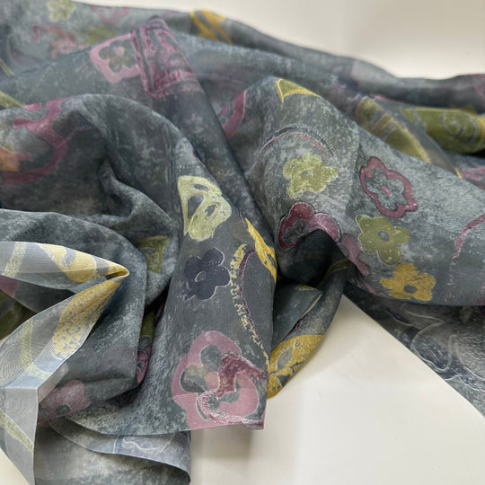UB - Behind The Curtain - Organza Poly Woven - Dark Grey Multi Geometric - 1.6M Bundle - True Deadstock fabric Fabric by private - Sustainable Textile | FABCYCLE