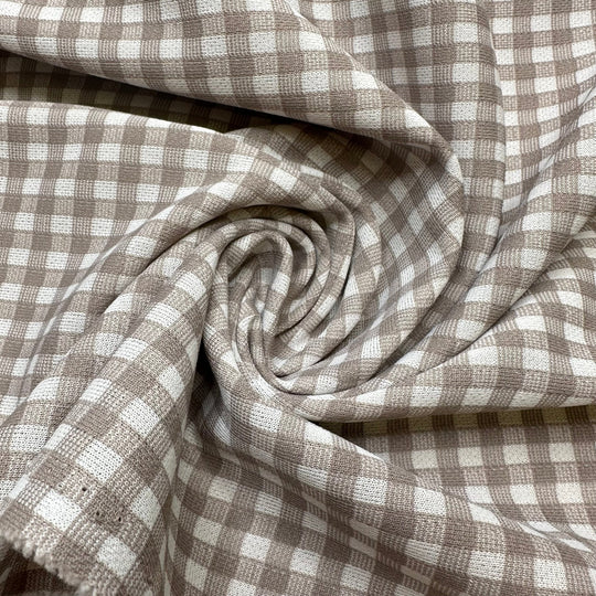 UB - Beige Flag - Vintage Interlock Poly Knit - White/Beige Plaid - 2.3M Bundle - True Deadstock fabric Fabric by private - Sustainable Textile | FABCYCLE