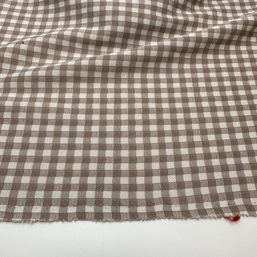UB - Beige Flag - Vintage Interlock Poly Knit - White/Beige Plaid - 2.3M Bundle - True Deadstock fabric Fabric by private - Sustainable Textile | FABCYCLE