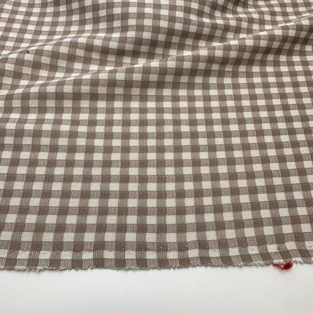 UB - Beige Flag - Vintage Interlock Poly Knit - White/Beige Plaid - 2.3M Bundle - True Deadstock fabric Fabric by private - Sustainable Textile | FABCYCLE