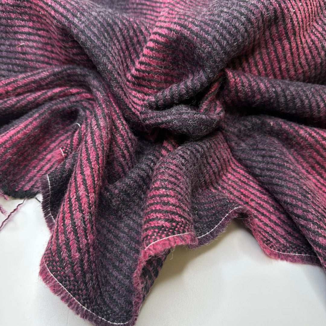 UB - Blood Moon Eclipse - Twill Weave Wool/Acrylic Woven - Dark Pink/Black - 0.8M Bundle - True Deadstock fabric Fabric by private - Sustainable Textile | FABCYCLE