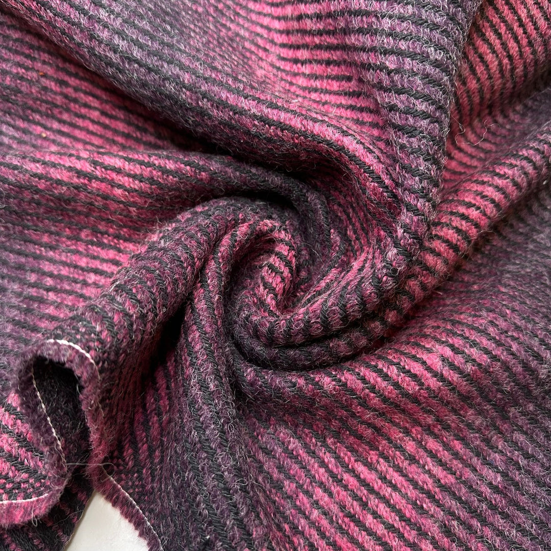 UB - Blood Moon Eclipse - Twill Weave Wool/Acrylic Woven - Dark Pink/Black - 0.8M Bundle - True Deadstock fabric Fabric by private - Sustainable Textile | FABCYCLE