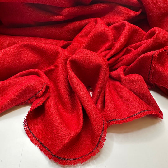 UB - Boss Babe Energy - Vintage Herringbone Noil Silk Woven - Red - 2.95M Bundle - True Deadstock fabric Fabric by private - Sustainable Textile | FABCYCLE