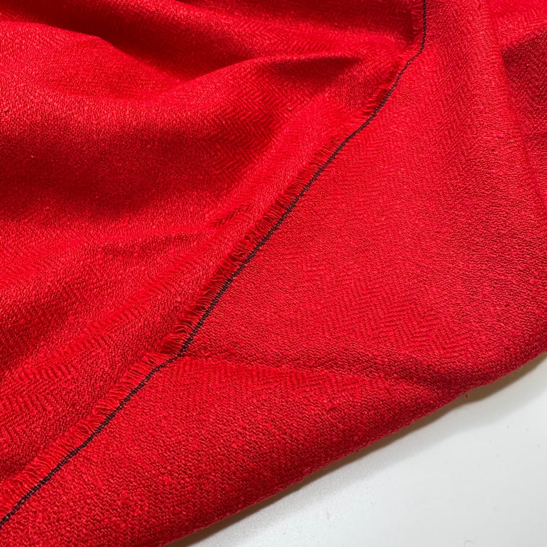 UB - Boss Babe Energy - Vintage Herringbone Noil Silk Woven - Red - 2.95M Bundle - True Deadstock fabric Fabric by private - Sustainable Textile | FABCYCLE