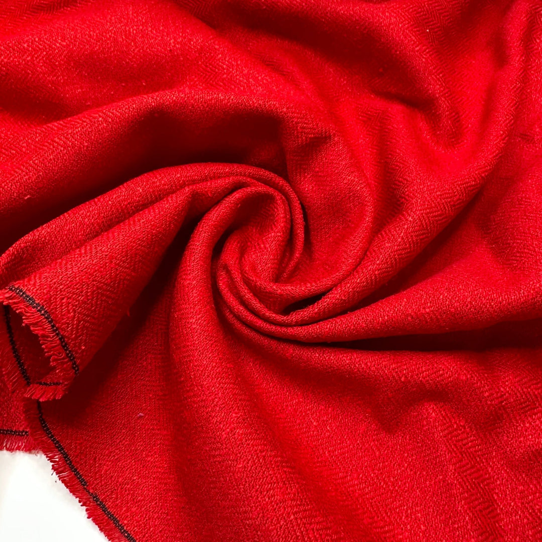 UB - Boss Babe Energy - Vintage Herringbone Noil Silk Woven - Red - 2.95M Bundle - True Deadstock fabric Fabric by private - Sustainable Textile | FABCYCLE