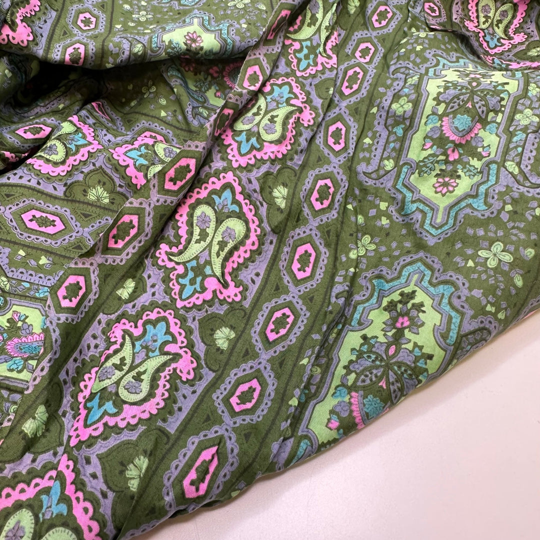 UB - Chameleon Glow - Vintage Silk Blend Woven - Green Multi Geometric - 4.6M Bundle - True Deadstock fabric Fabric by private - Sustainable Textile | FABCYCLE