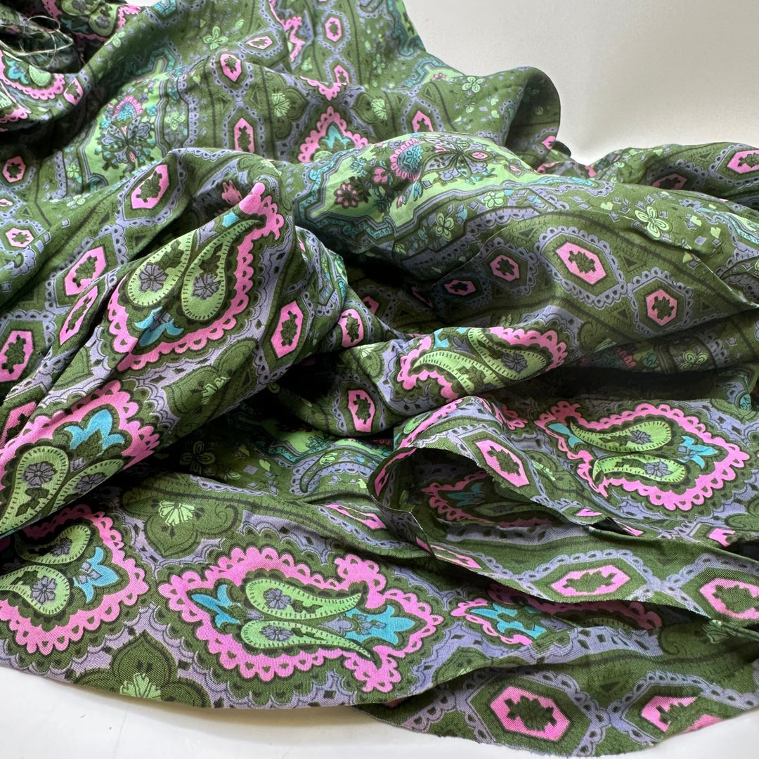 UB - Chameleon Glow - Vintage Silk Blend Woven - Green Multi Geometric - 4.6M Bundle - True Deadstock fabric Fabric by private - Sustainable Textile | FABCYCLE