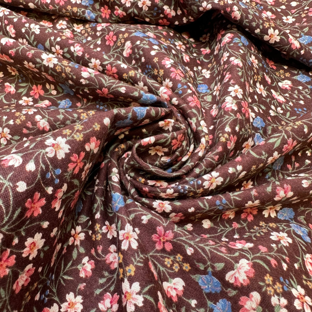 UB - Chocolate Notes - Cotton Woven - Brown Multi Floral - Bundles - True Deadstock fabric Fabric by private - Sustainable Textile | FABCYCLE