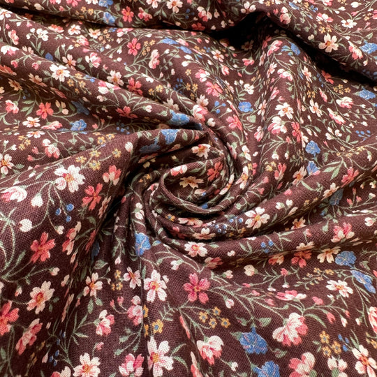UB - Chocolate Notes - Cotton Woven - Brown Multi Floral - Bundles - True Deadstock fabric Fabric by private - Sustainable Textile | FABCYCLE