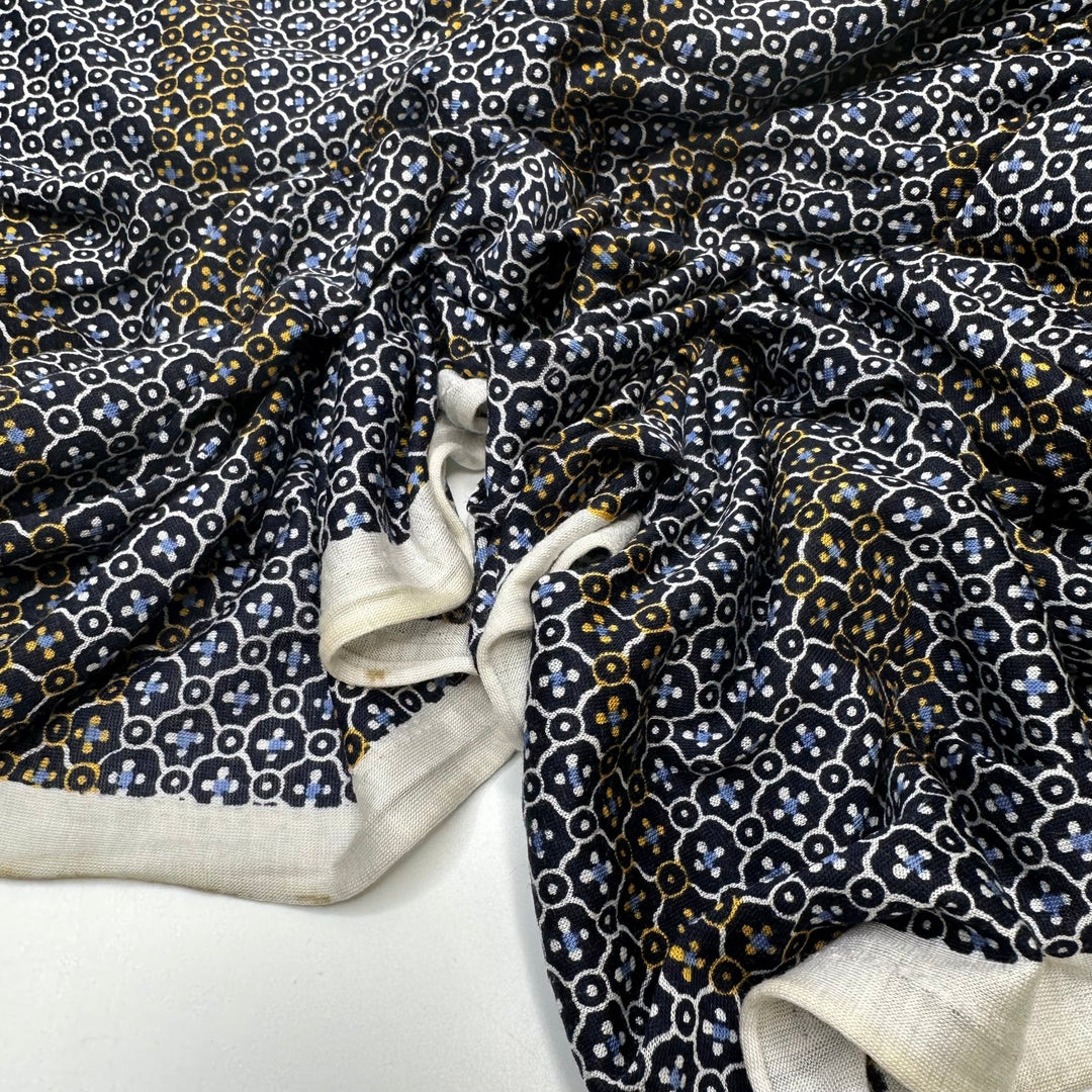 UB - Church Windows - Vintage Jersey Cotton Blend Knit - Navy Multi Geometric - 3M Bundle - True Deadstock fabric Fabric by private - Sustainable Textile | FABCYCLE
