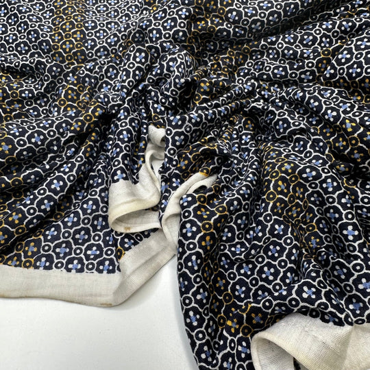 UB - Church Windows - Vintage Jersey Cotton Blend Knit - Navy Multi Geometric - 3M Bundle - True Deadstock fabric Fabric by private - Sustainable Textile | FABCYCLE