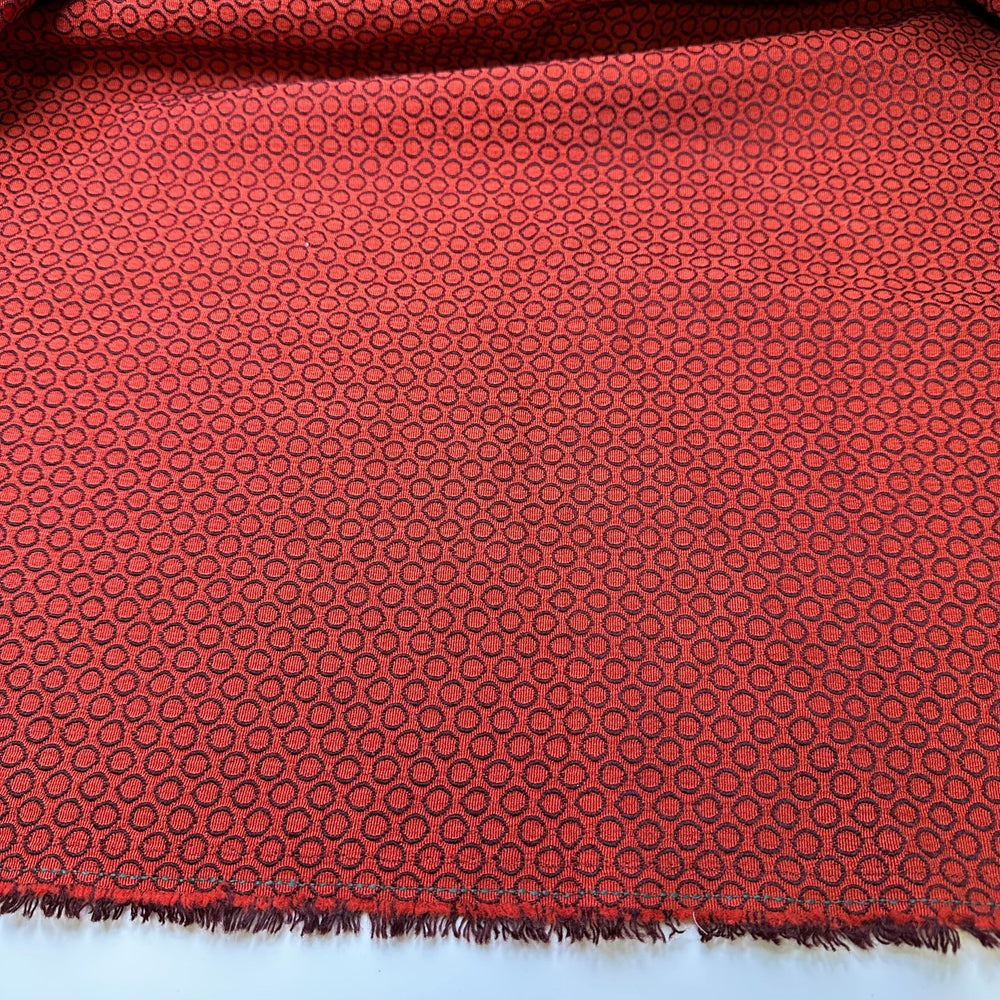 UB - Circle To Circle - Polyester Blend Woven - Red/Brown Polka Dots - 1.15M Bundle - True Deadstock fabric Fabric by private - Sustainable Textile | FABCYCLE