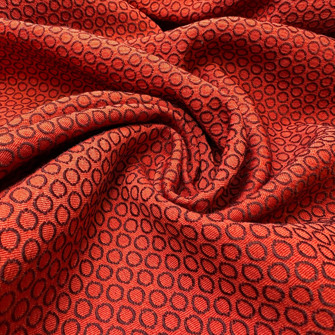 UB - Circle To Circle - Polyester Blend Woven - Red/Brown Polka Dots - 1.15M Bundle - True Deadstock fabric Fabric by private - Sustainable Textile | FABCYCLE