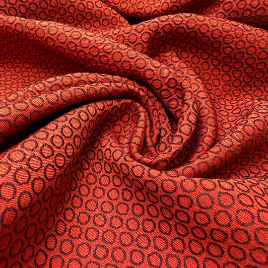 UB - Circle To Circle - Polyester Blend Woven - Red/Brown Polka Dots - 1.15M Bundle - True Deadstock fabric Fabric by private - Sustainable Textile | FABCYCLE