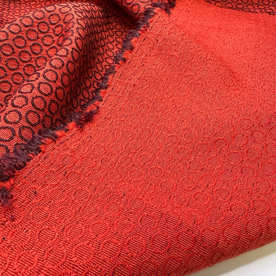 UB - Circle To Circle - Polyester Blend Woven - Red/Brown Polka Dots - 1.15M Bundle - True Deadstock fabric Fabric by private - Sustainable Textile | FABCYCLE