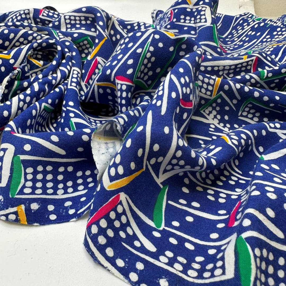 UB - City Night Lights - Rayon Woven - Blue Multi Geometric - 1.4M Bundle - True Deadstock fabric Fabric by private - Sustainable Textile | FABCYCLE