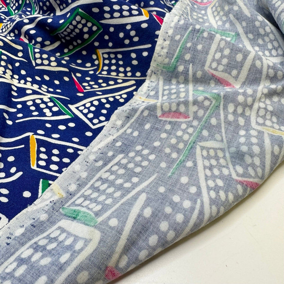UB - City Night Lights - Rayon Woven - Blue Multi Geometric - 1.4M Bundle - True Deadstock fabric Fabric by private - Sustainable Textile | FABCYCLE