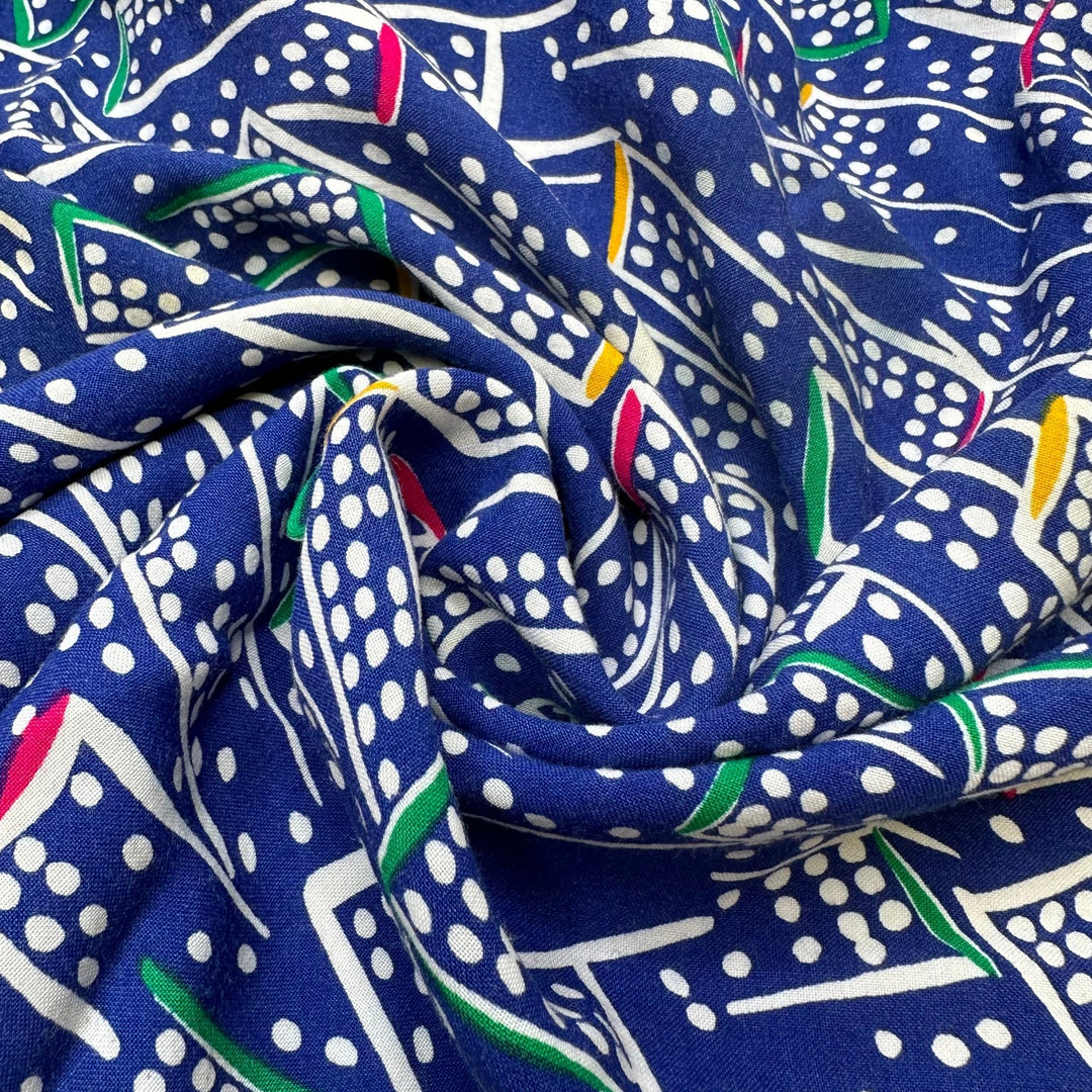 UB - City Night Lights - Rayon Woven - Blue Multi Geometric - 1.4M Bundle - True Deadstock fabric Fabric by private - Sustainable Textile | FABCYCLE