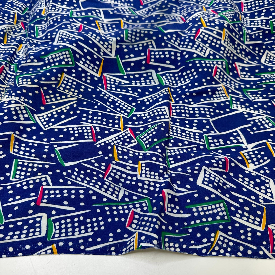 UB - City Night Lights - Rayon Woven - Blue Multi Geometric - 1.4M Bundle - True Deadstock fabric Fabric by private - Sustainable Textile | FABCYCLE