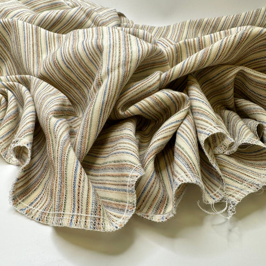 UB - Classically Classic - Wool Blend Woven - Cream Multi Stripes - 1.8M Bundle - True Deadstock fabric Fabric by private - Sustainable Textile | FABCYCLE