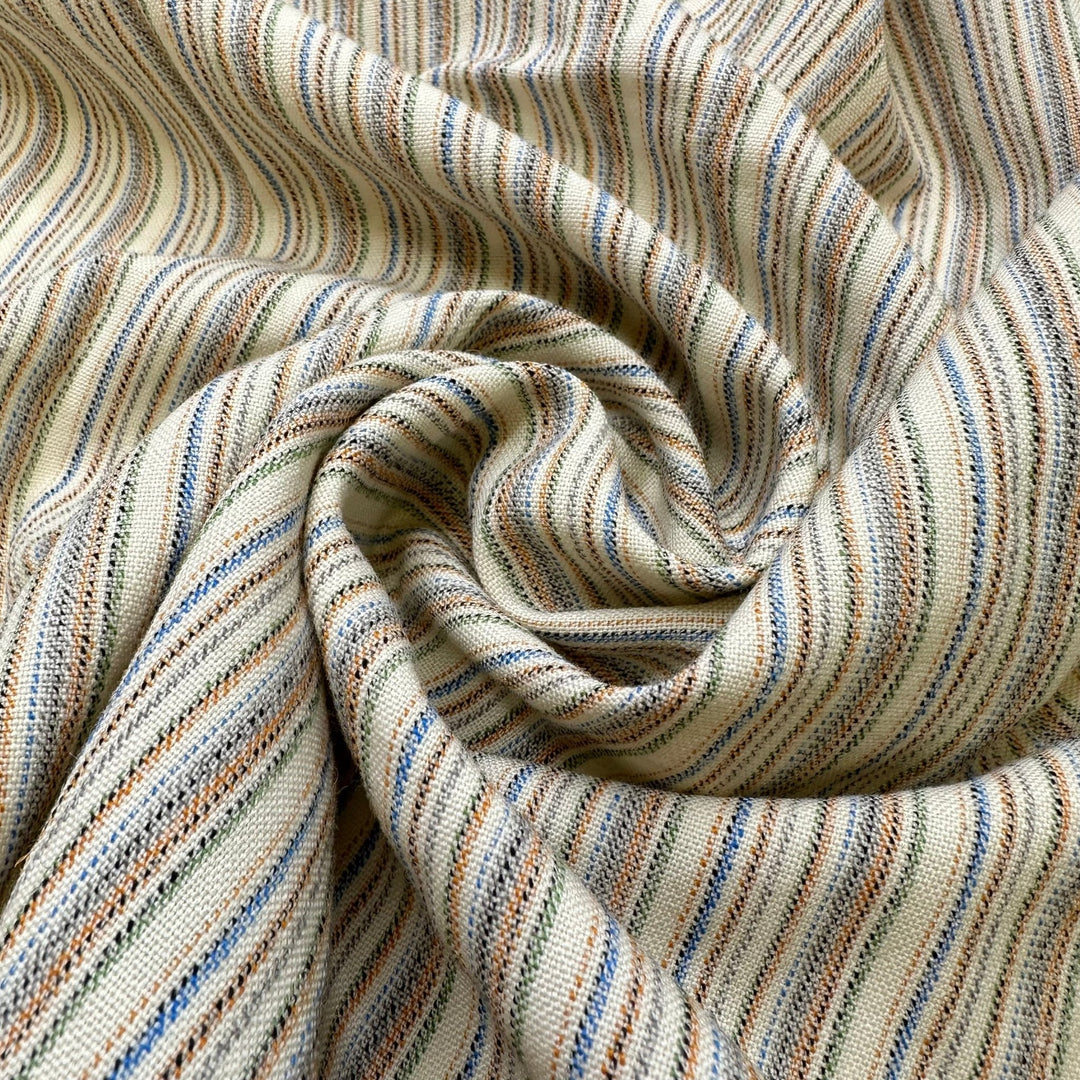 UB - Classically Classic - Wool Blend Woven - Cream Multi Stripes - 1.8M Bundle - True Deadstock fabric Fabric by private - Sustainable Textile | FABCYCLE