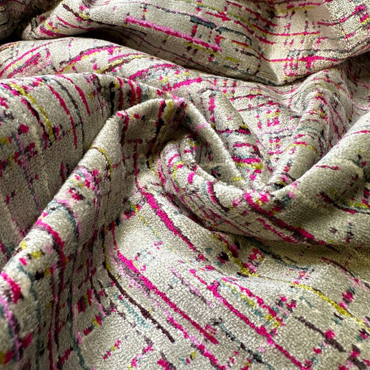 UB - Confetti Cake With Sprinkles - Velvet Poly/Acrylic Woven - Grey Multi Abstract - 1.05M Bundle - True Deadstock fabric Fabric by private - Sustainable Textile | FABCYCLE