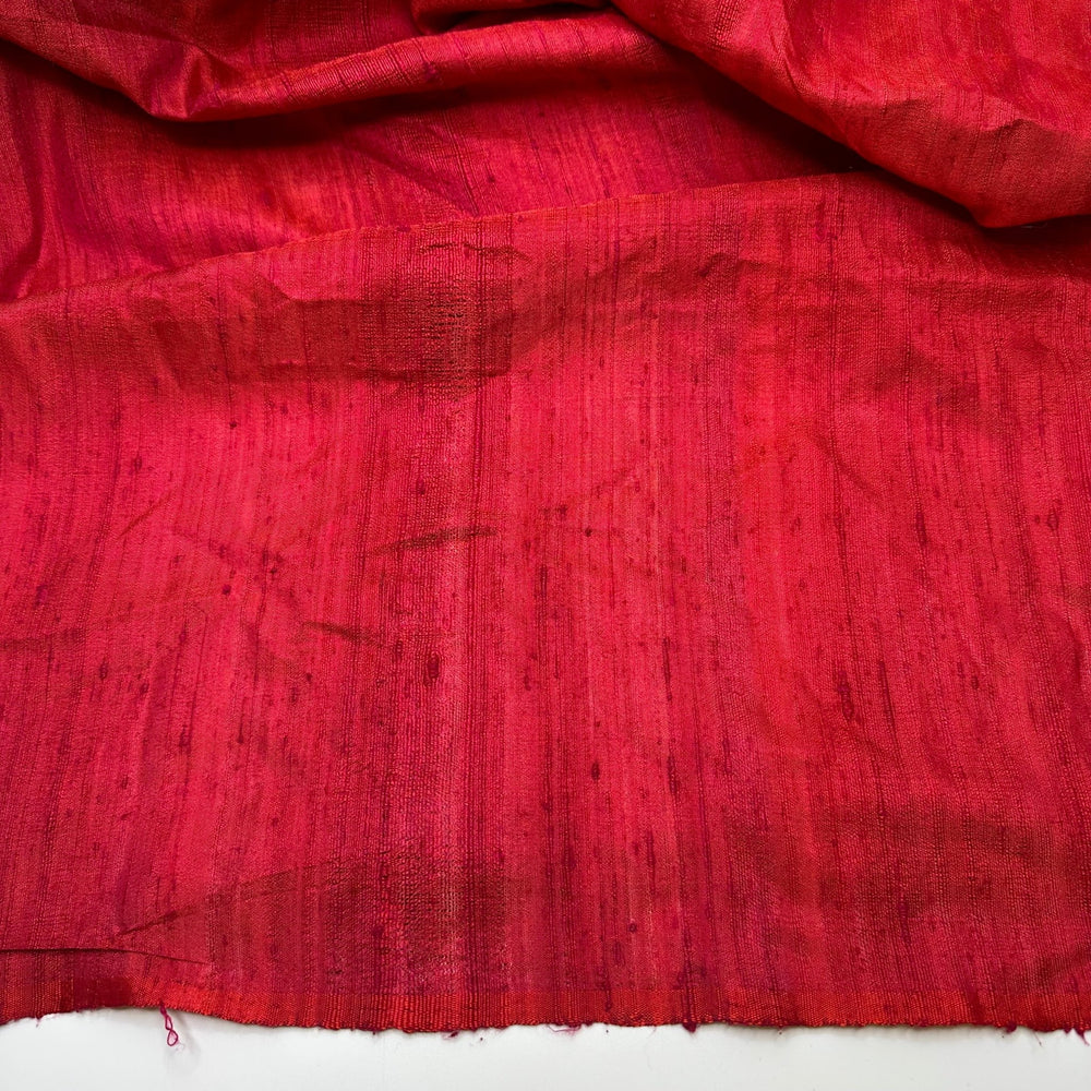 UB - Deep In The Fire Heart - Vintage Dupioni Silk Woven - Dark Red/Pink - 2.4M Bundle - True Deadstock fabric Fabric by private - Sustainable Textile | FABCYCLE