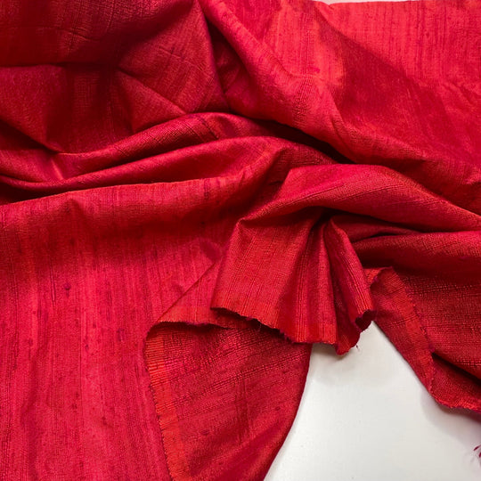 UB - Deep In The Fire Heart - Vintage Dupioni Silk Woven - Dark Red/Pink - 2.4M Bundle - True Deadstock fabric Fabric by private - Sustainable Textile | FABCYCLE
