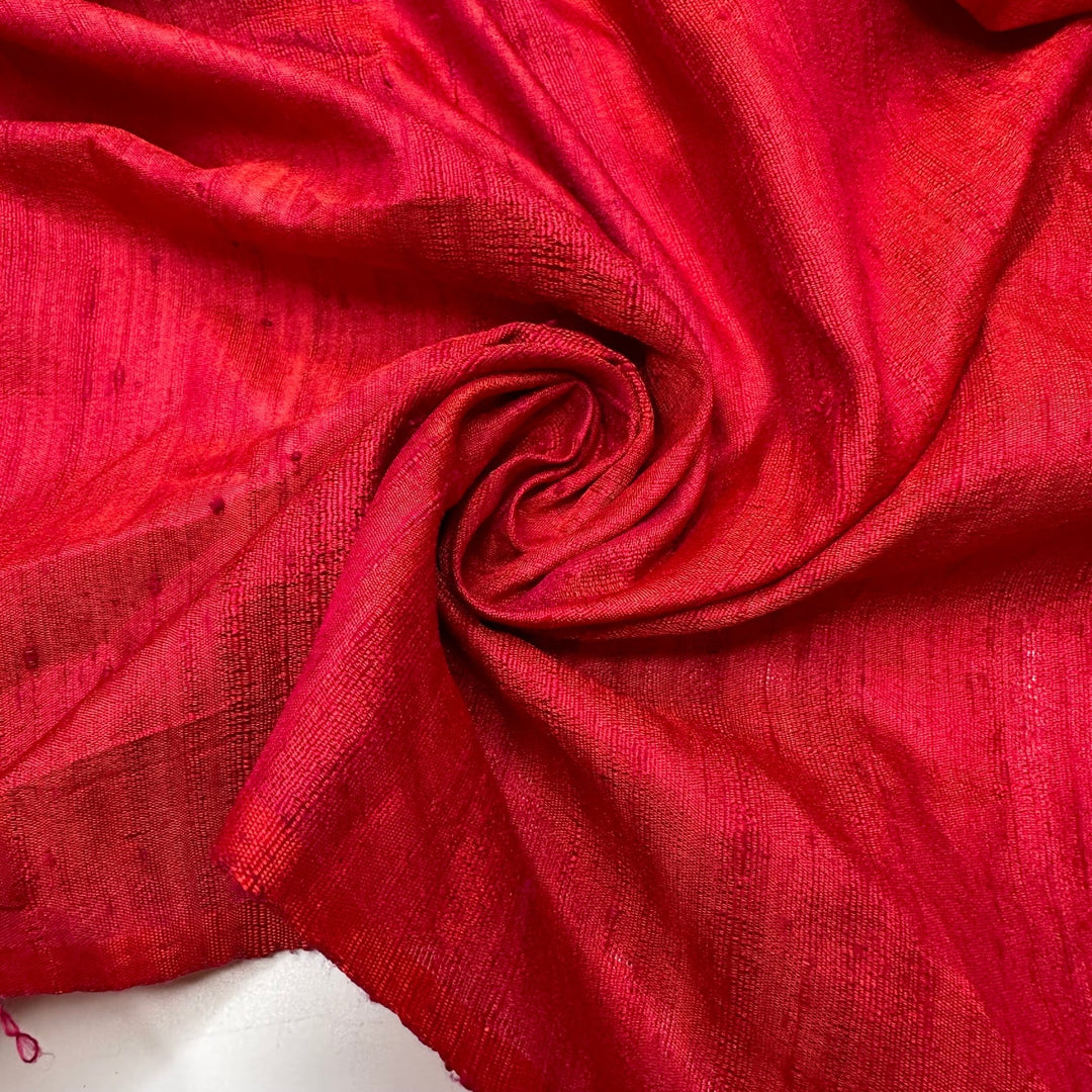 UB - Deep In The Fire Heart - Vintage Dupioni Silk Woven - Dark Red/Pink - 2.4M Bundle - True Deadstock fabric Fabric by private - Sustainable Textile | FABCYCLE