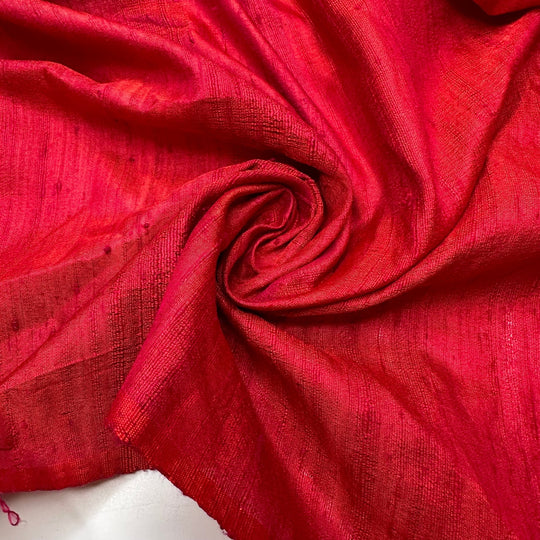 UB - Deep In The Fire Heart - Vintage Dupioni Silk Woven - Dark Red/Pink - 2.4M Bundle - True Deadstock fabric Fabric by private - Sustainable Textile | FABCYCLE